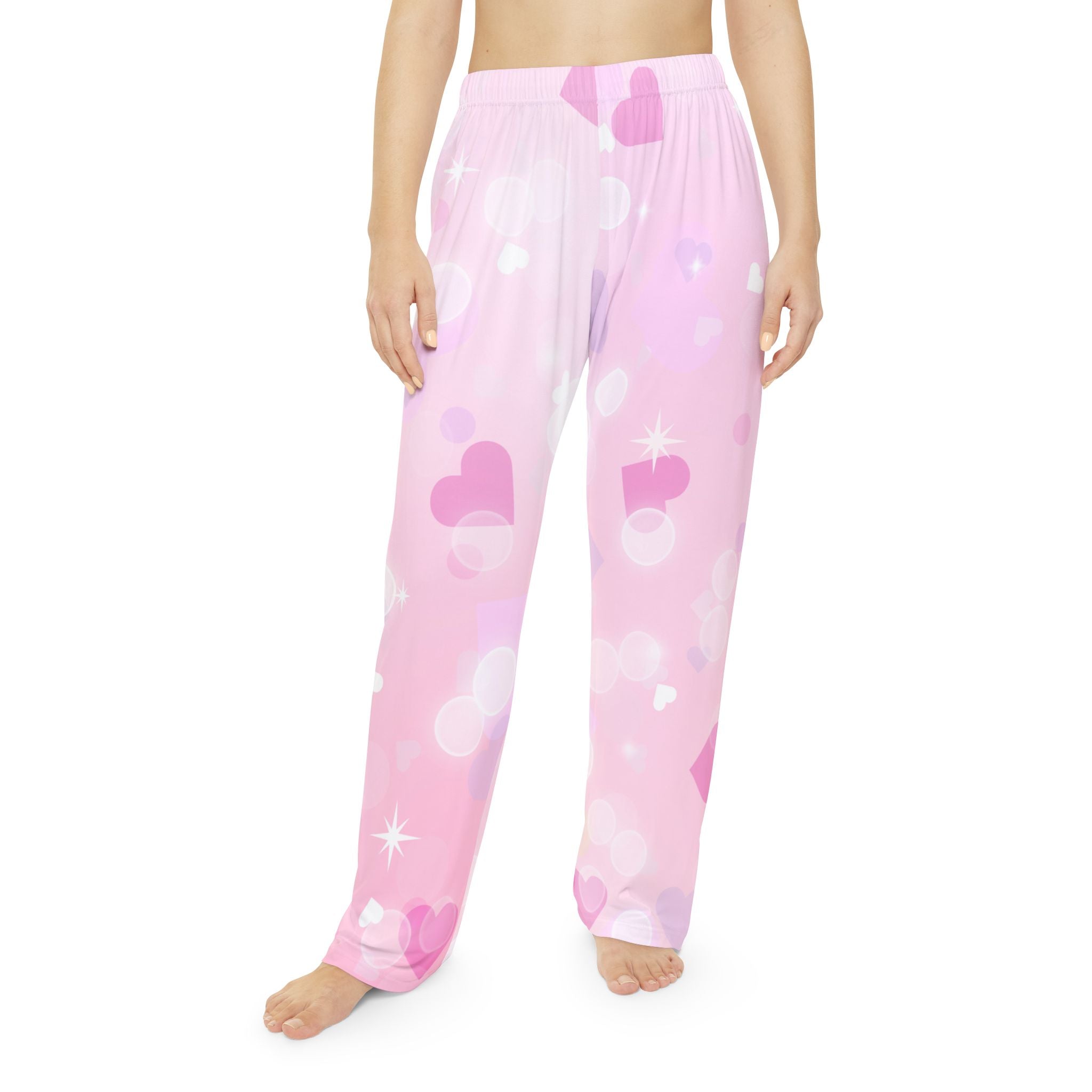 Pink Heart Bokeh Women's Pajama Pants
