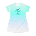 One Love One Heart Gradient T-Shirt Dress — Romantic Heart Graphic AOP