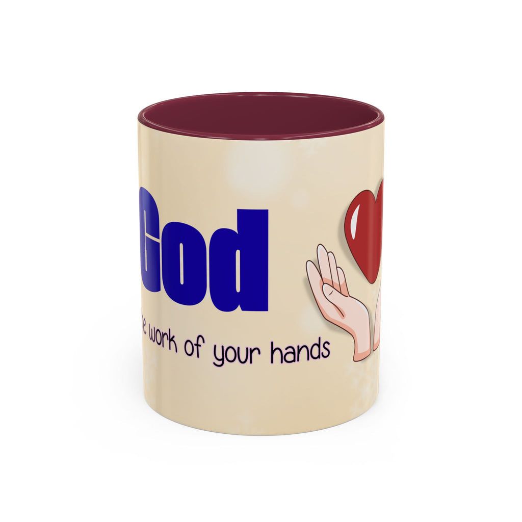 Inspirational God Bless Mug — "God, the Work of Your Hands" Ceramic Coffee Cup (11oz/15oz)