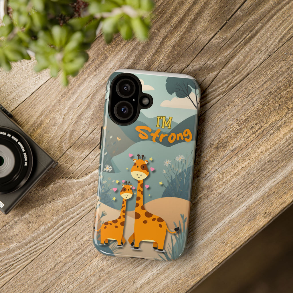 I'm Strong Giraffe Phone Case — Cute Protective iPhone Cover for Kids & Teens