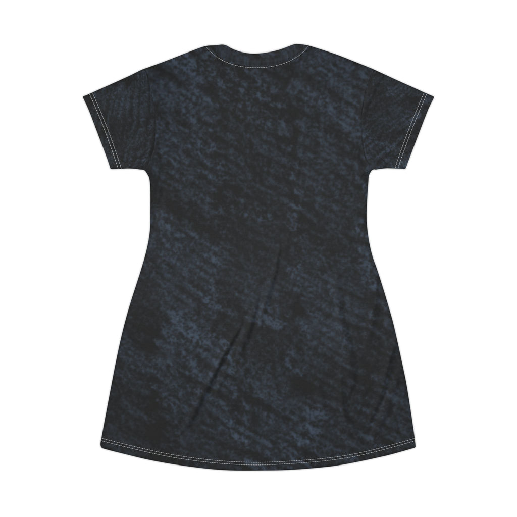 Love Heart T-Shirt Dress – Teal Heart Graphic AOP Casual Dress