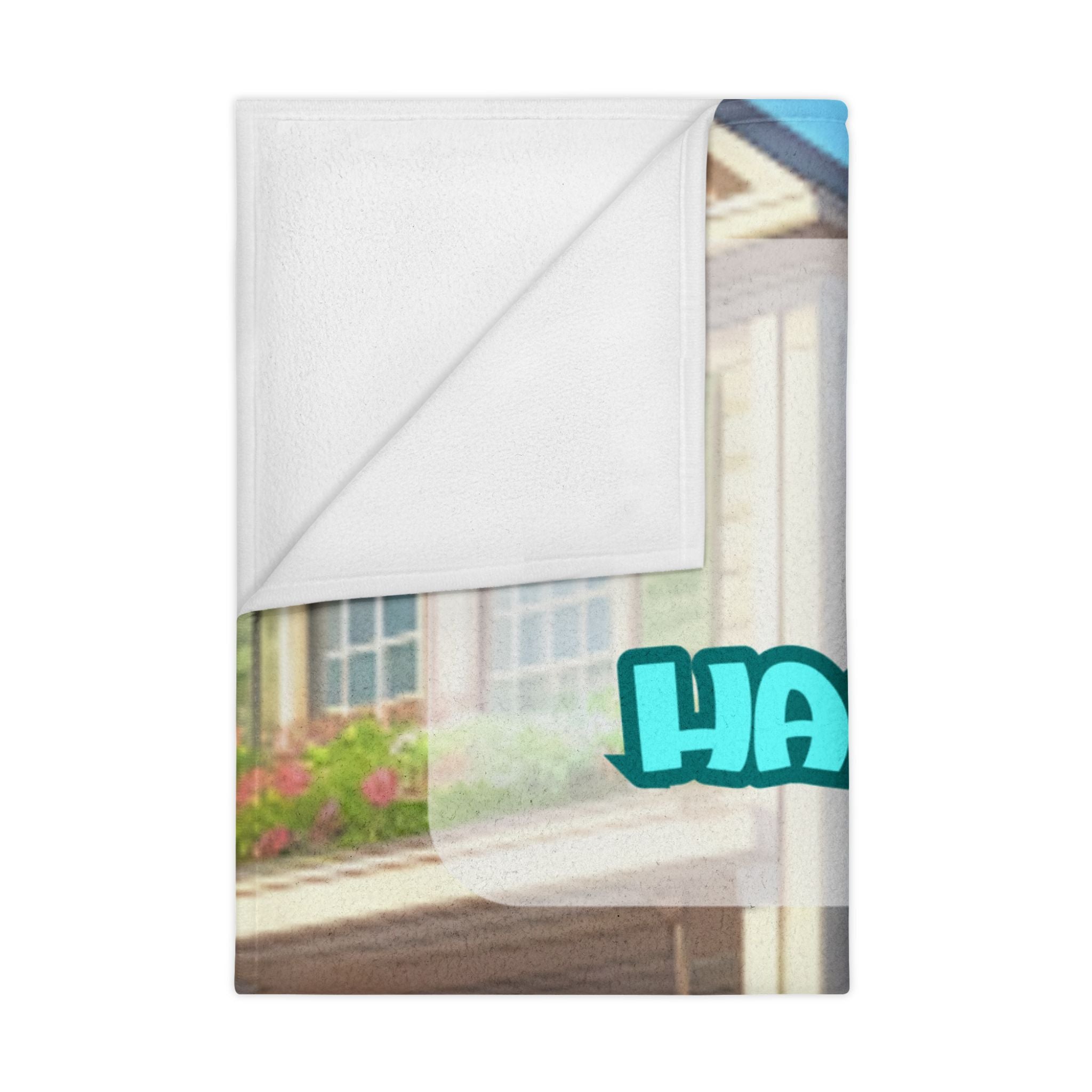 Toddler Blanket - 'We Are Happy Here!' Cartoon Character Cozy Throw for Kids