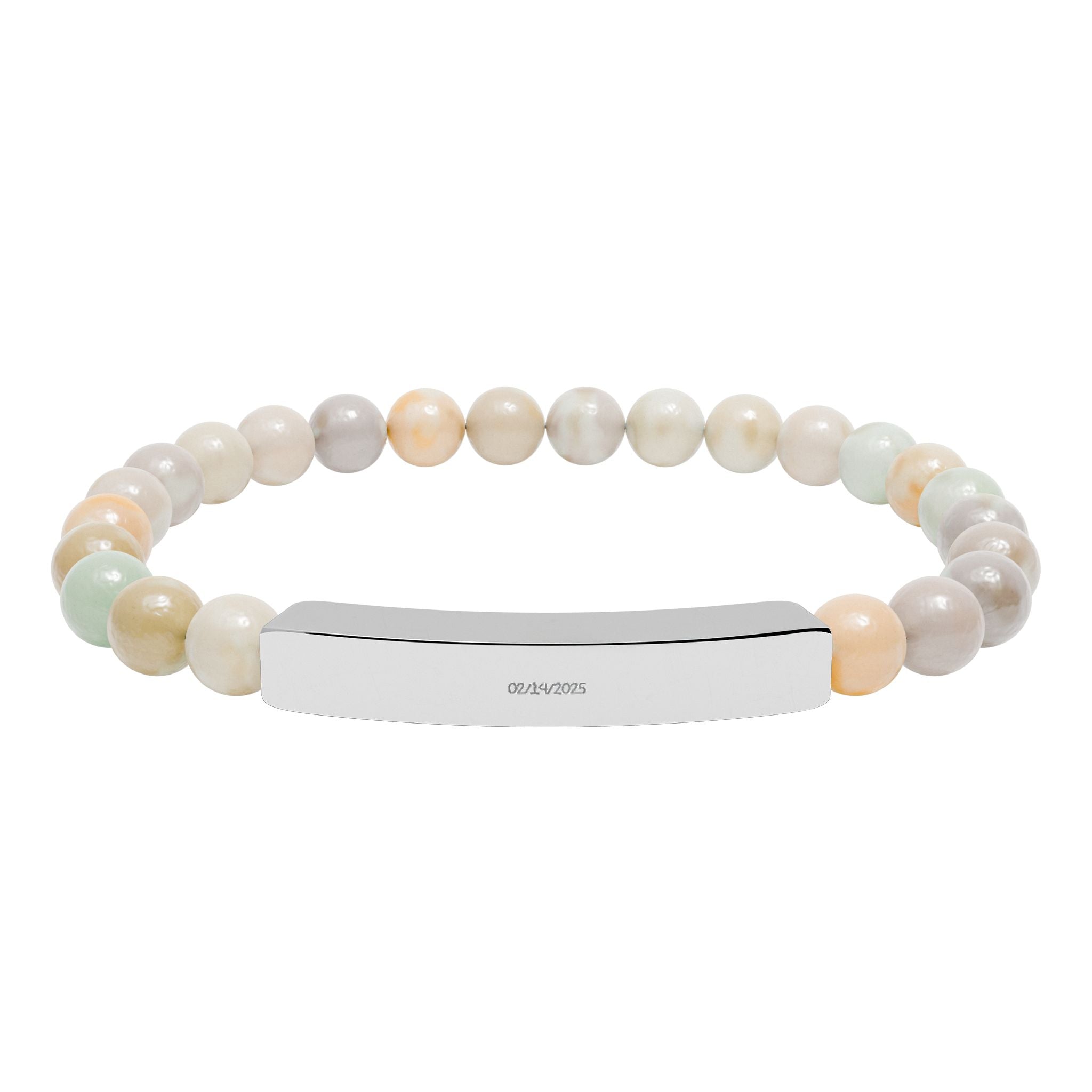 Engravable Natural Stone Stretch Bar Bracelet — Personalized Beaded Bracelet