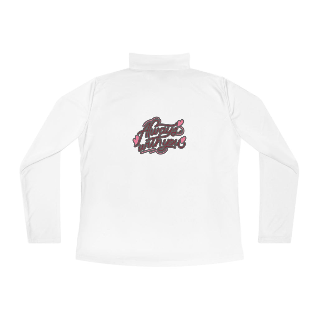 Ladies Quarter-Zip Pullover — 'Love Always' Heart Embroidered Pullover