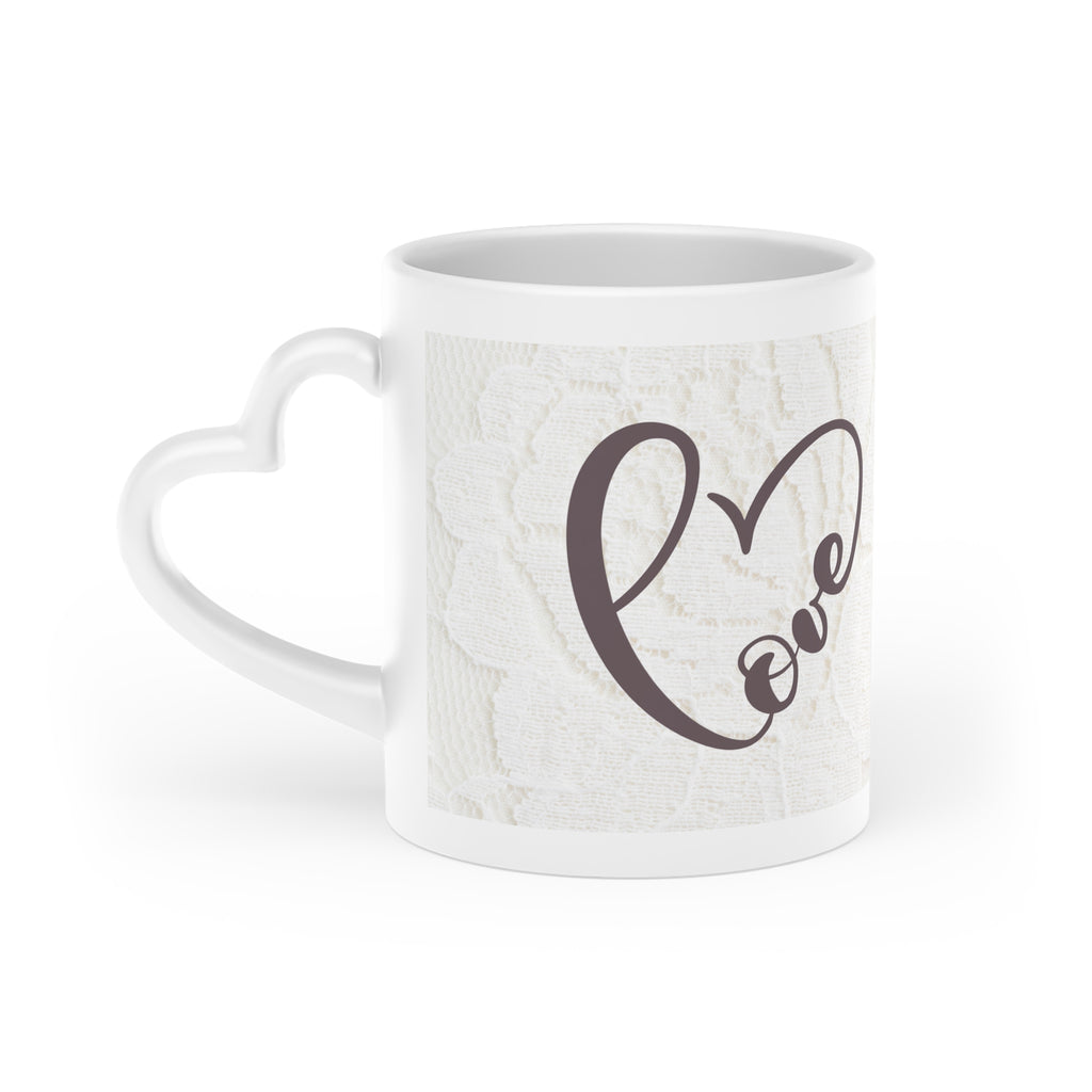 Heart-Shaped Mug — Romantic 'You Are My Heart' Lace Design Valentine’s Coffee Cup