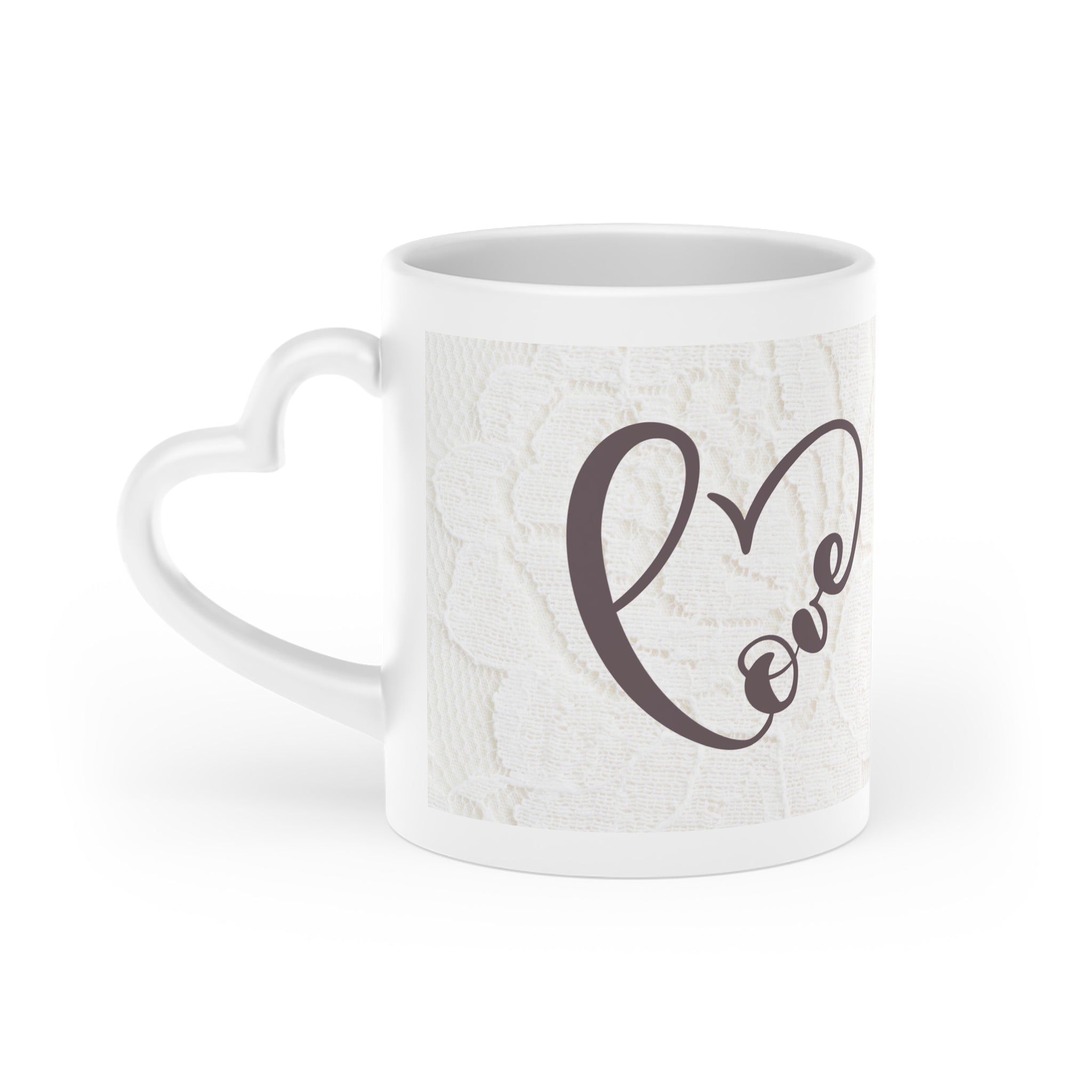 Heart-Shaped Mug — Romantic 'You Are My Heart' Lace Design Valentine’s Coffee Cup