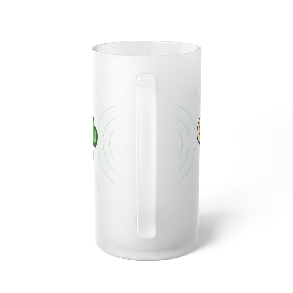 Frosted Glass Beer Mug — 'Refresh Your Mood' Emoji Design