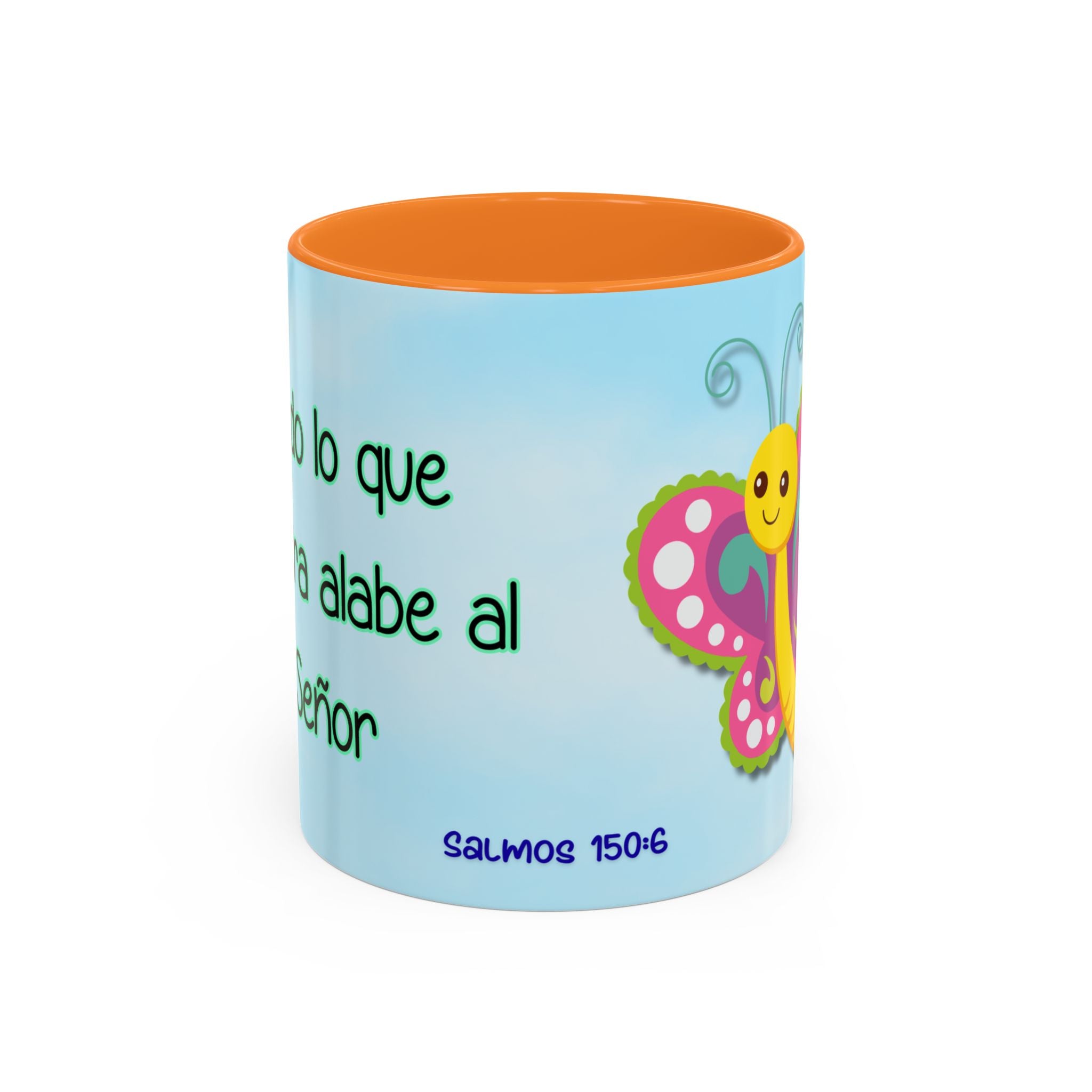 Colorful Mug — Cute Butterfly Psalm 150:6 Spanish Inspirational Coffee Cup (11oz, 15oz)