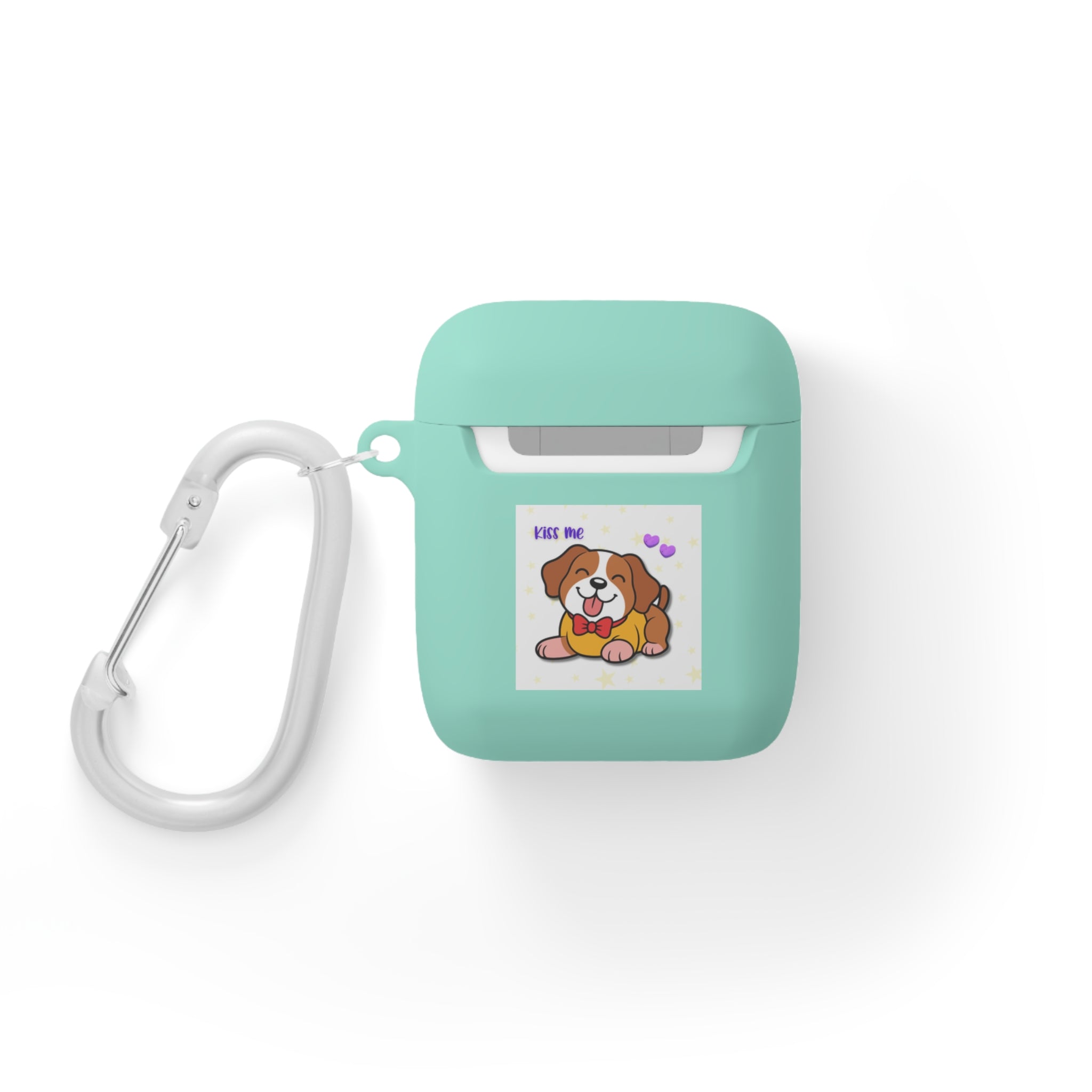 Cute Puppy AirPods Case Cover — "Kiss Me" Cartoon Dog with Hearts