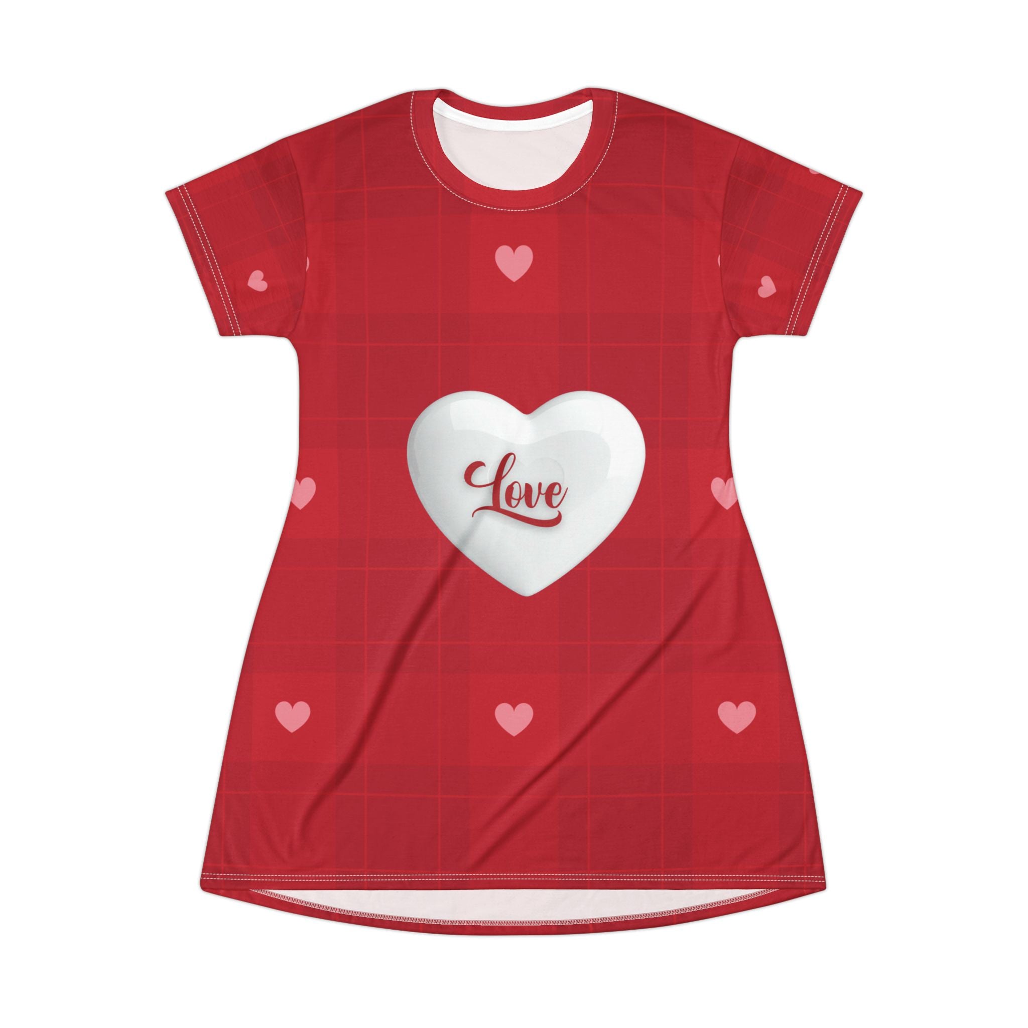 Valentine Red Heart "Love" T-Shirt Dress