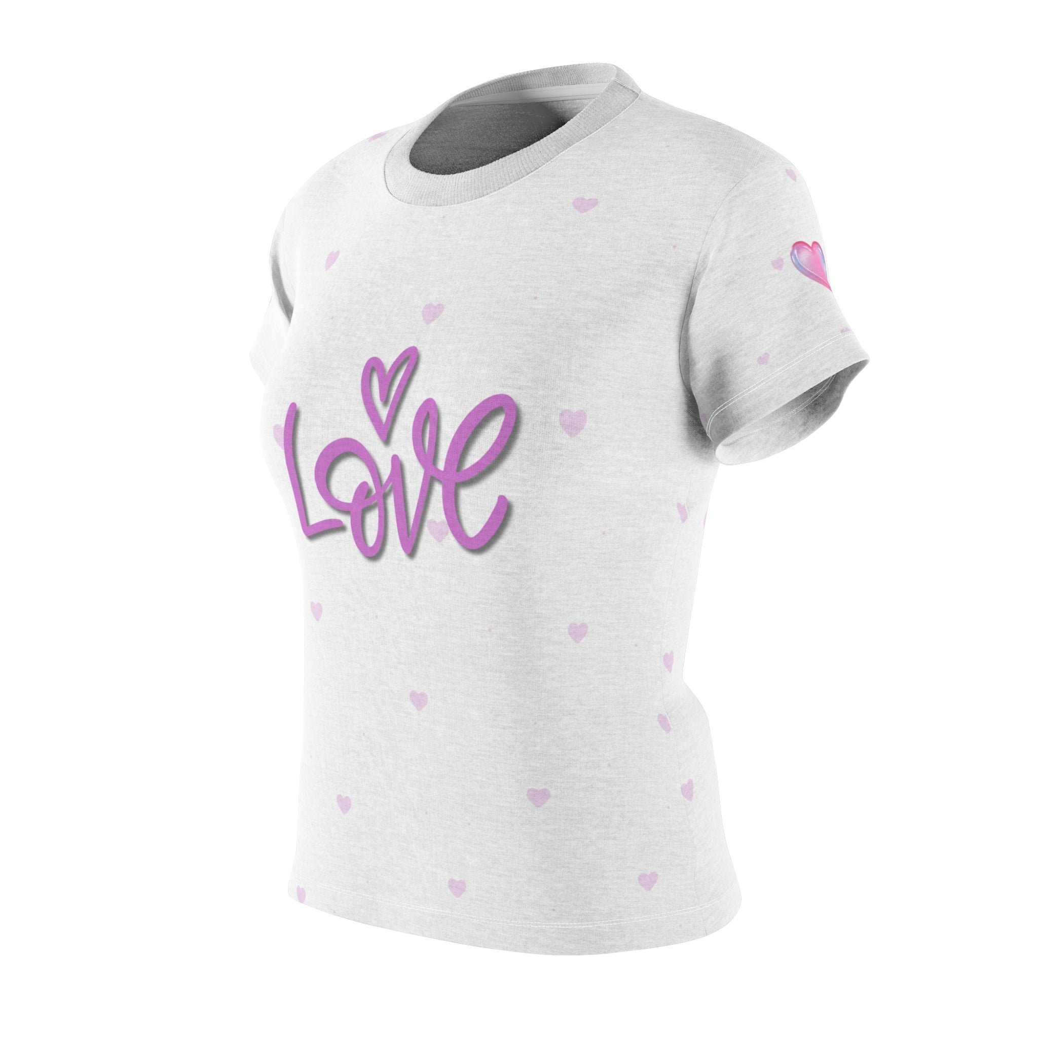 Love Script Women's Tee — Pink Heart All-Over Print