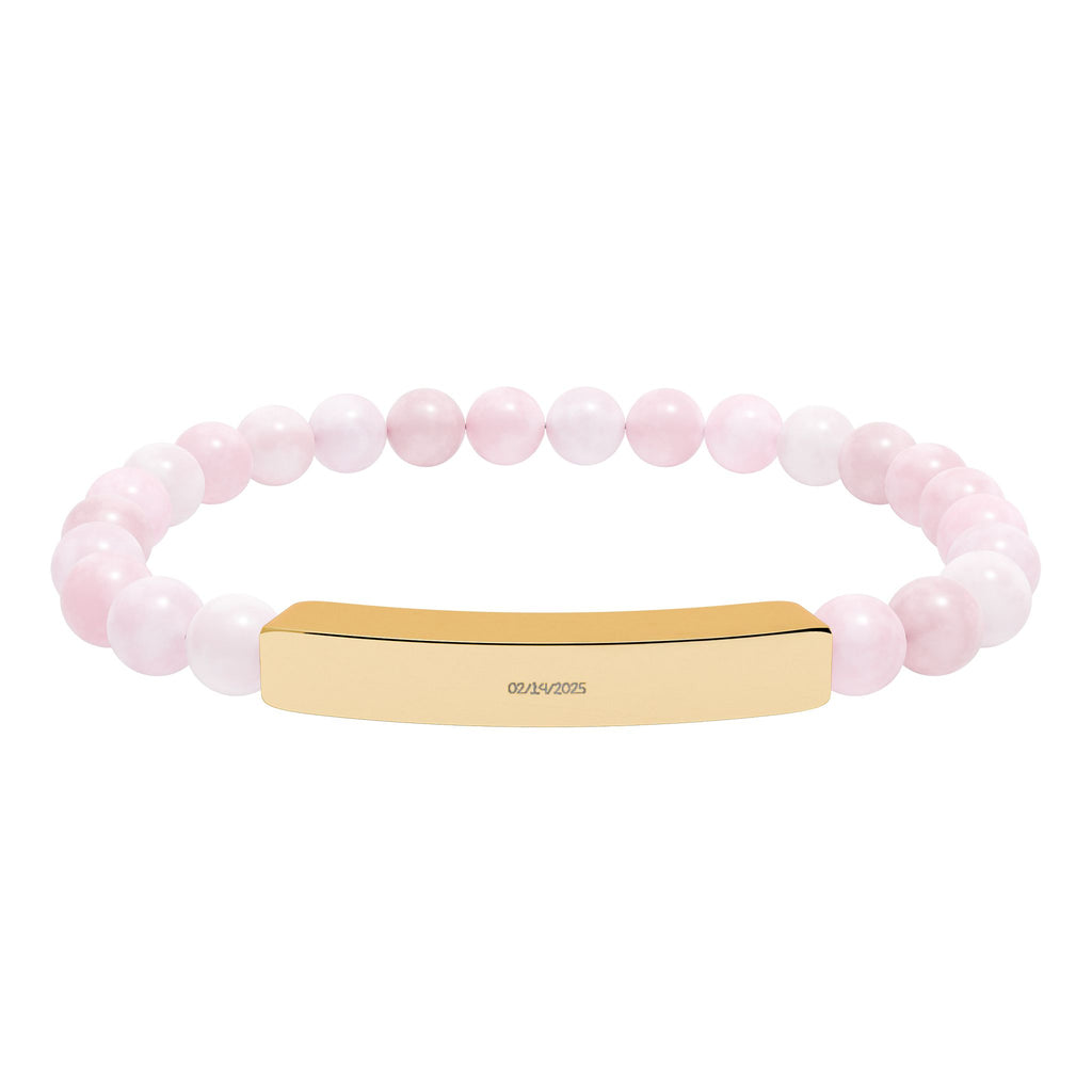 Engravable Natural Stone Stretch Bar Bracelet — Personalized Beaded Bracelet