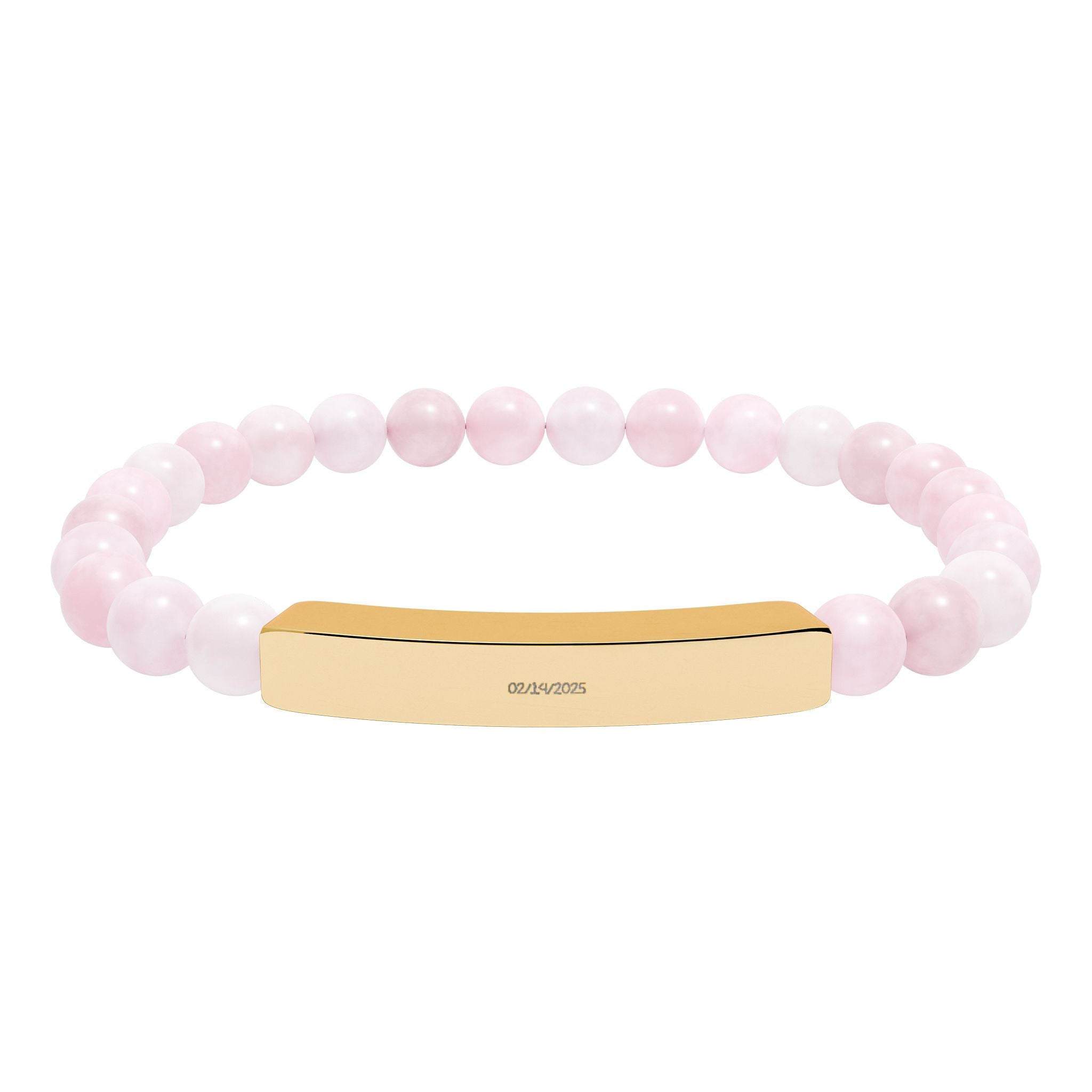Engravable Natural Stone Stretch Bar Bracelet — Personalized Beaded Bracelet