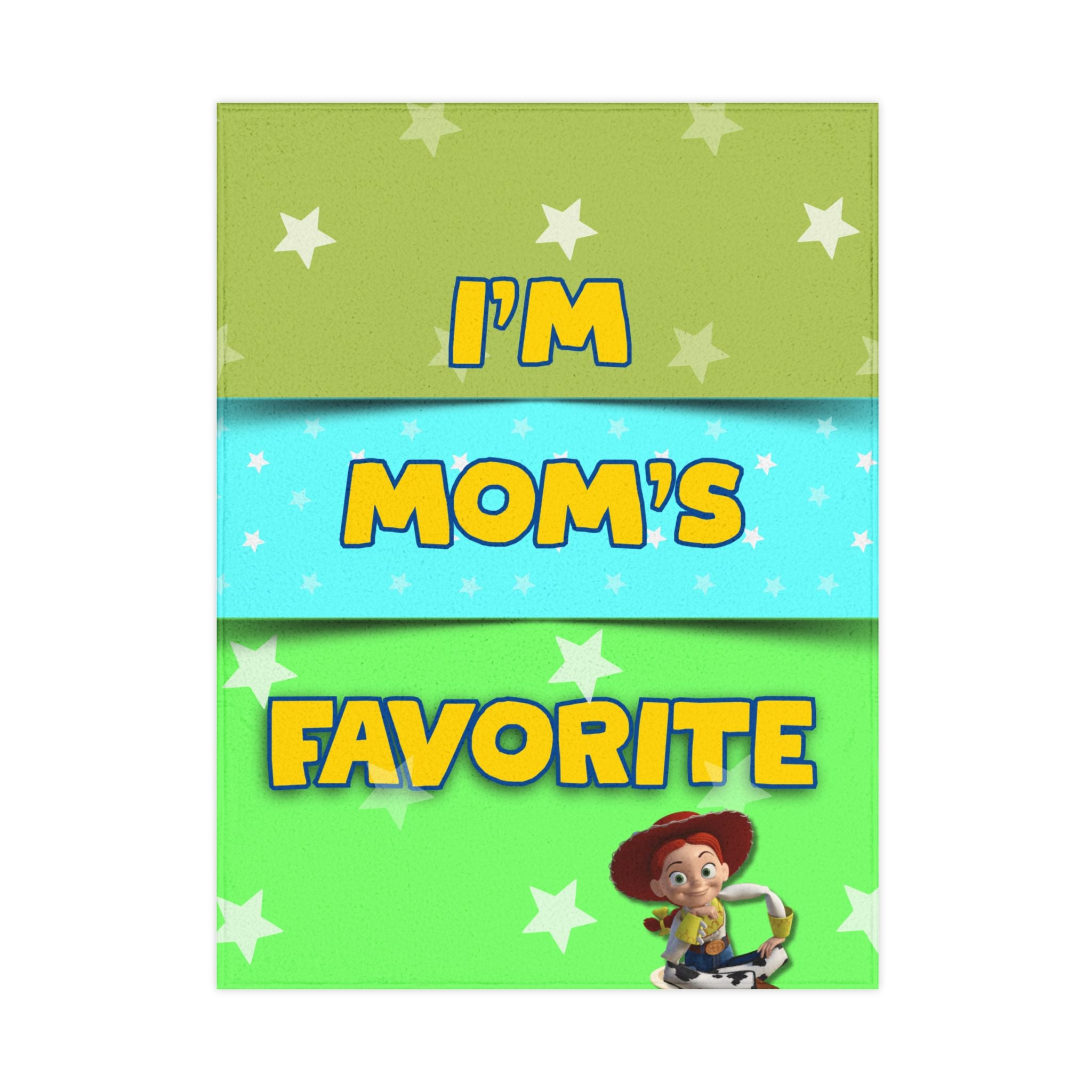 Toddler Blanket – "I'm Mom's Favorite" Cute Cowboy Jessie Design, Soft Baby Shower Gift
