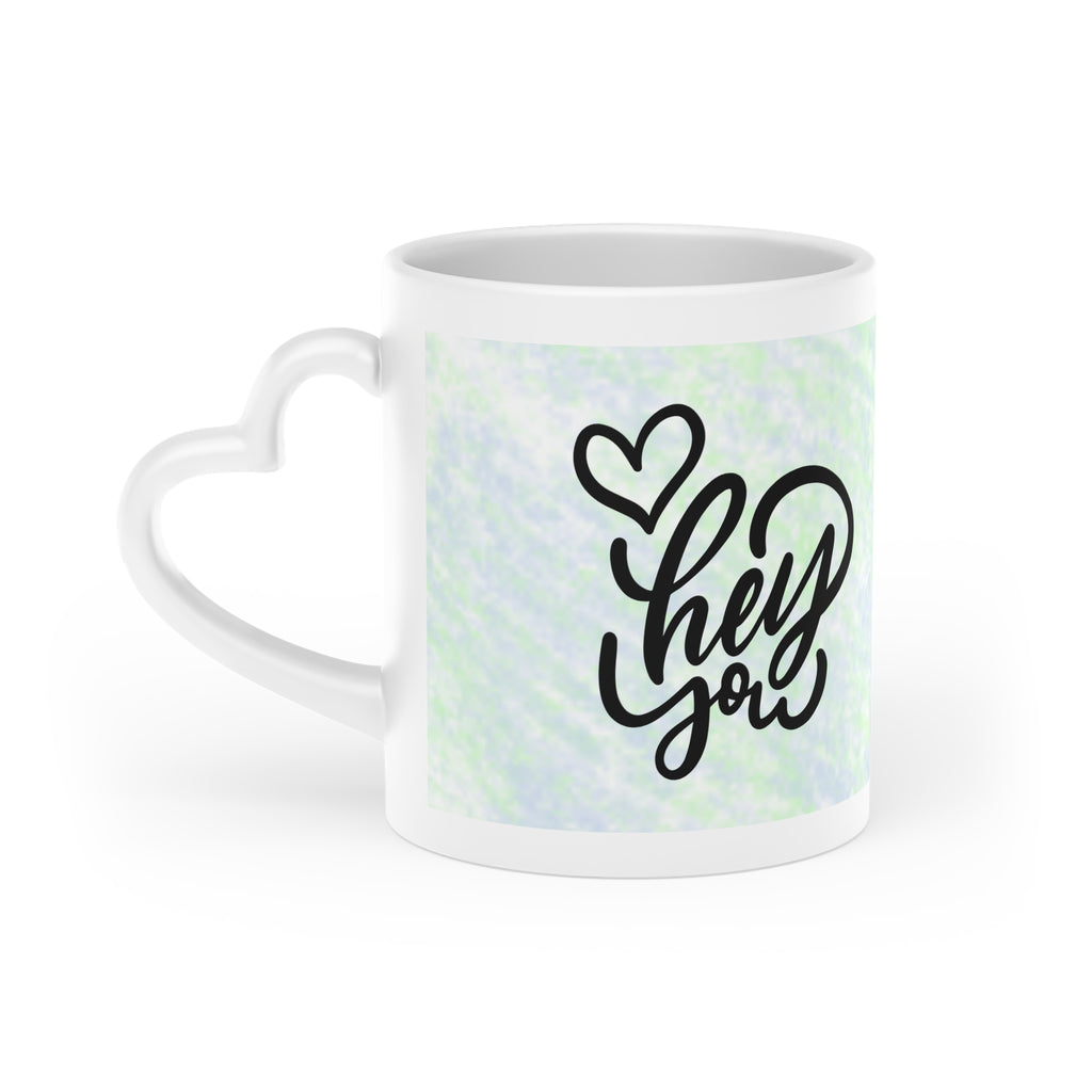 Heart-Shaped Mug — Romantic Couples Coffee Mug with 'Love You' Script, Cute Valentine’s Gift