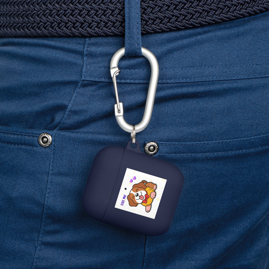 Cute Puppy AirPods Case Cover — "Kiss Me" Cartoon Dog with Hearts
