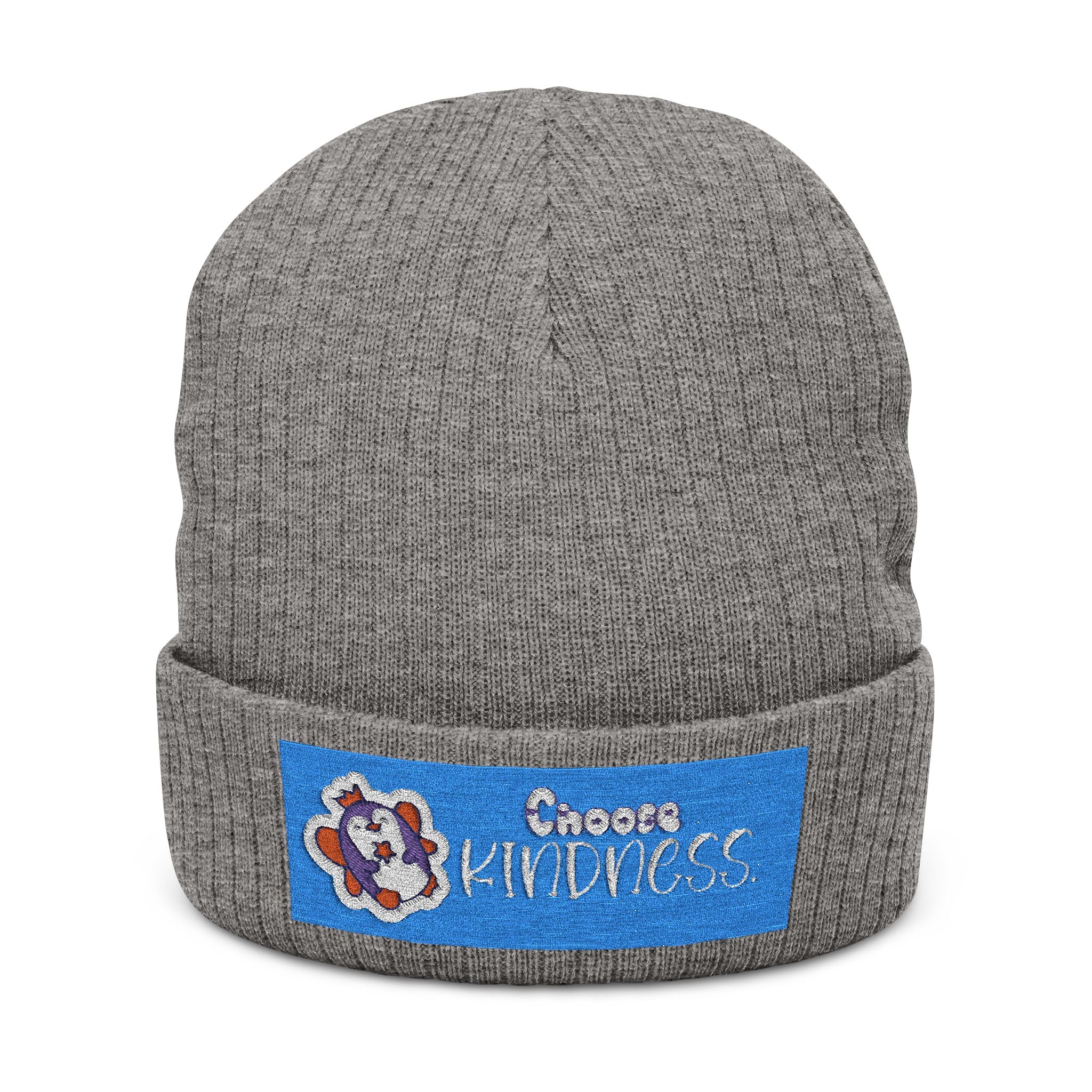 Penguin Winter Beanie — Ribbed Knit Embroidered Hat