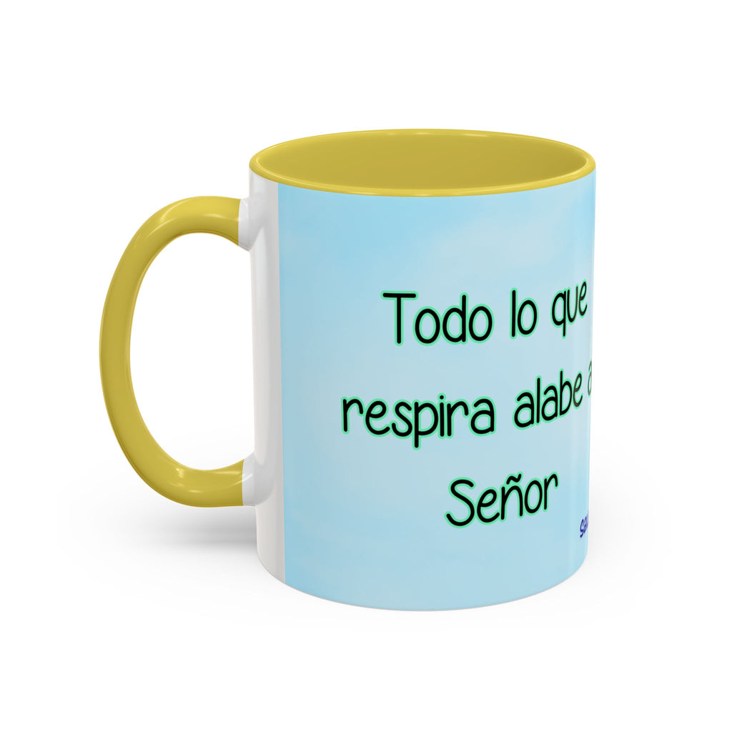 Colorful Mug — Cute Butterfly Psalm 150:6 Spanish Inspirational Coffee Cup (11oz, 15oz)