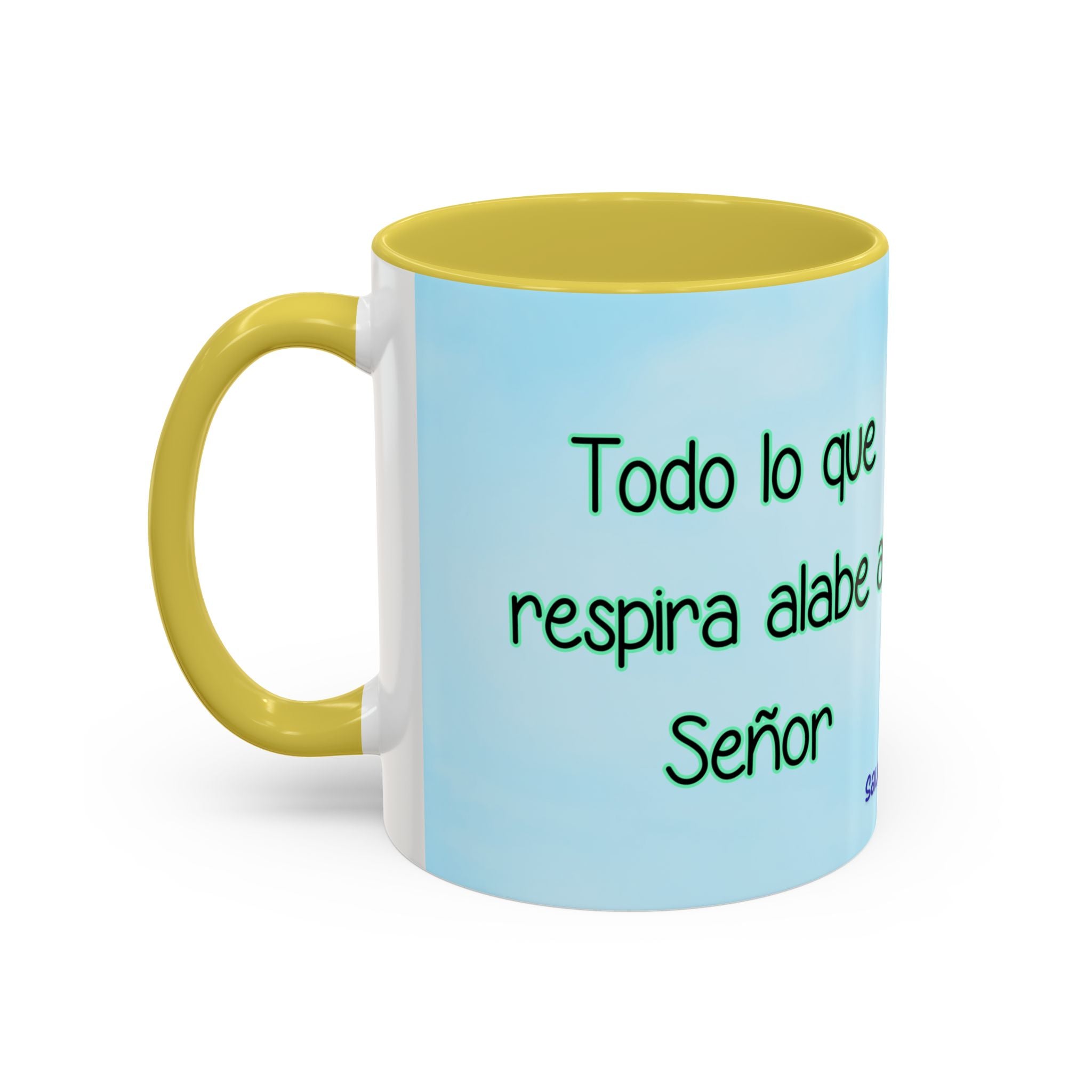 Colorful Mug — Cute Butterfly Psalm 150:6 Spanish Inspirational Coffee Cup (11oz, 15oz)