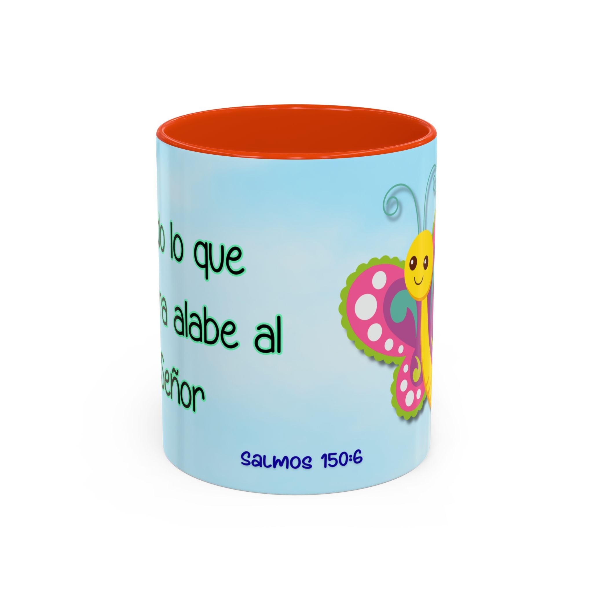 Colorful Mug — Cute Butterfly Psalm 150:6 Spanish Inspirational Coffee Cup (11oz, 15oz)