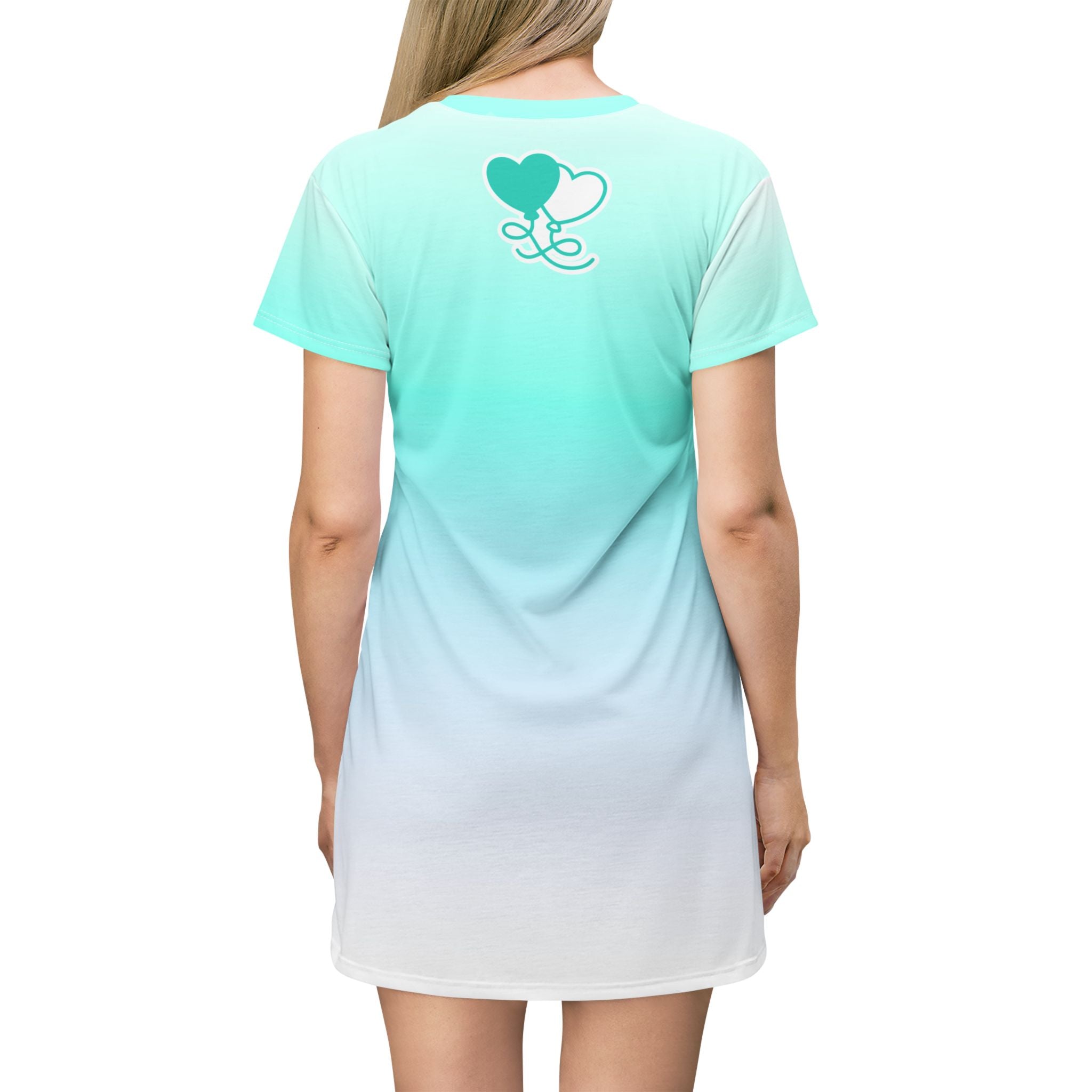 One Love One Heart Gradient T-Shirt Dress — Romantic Heart Graphic AOP