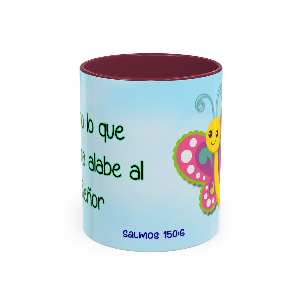 Colorful Mug — Cute Butterfly Psalm 150:6 Spanish Inspirational Coffee Cup (11oz, 15oz)
