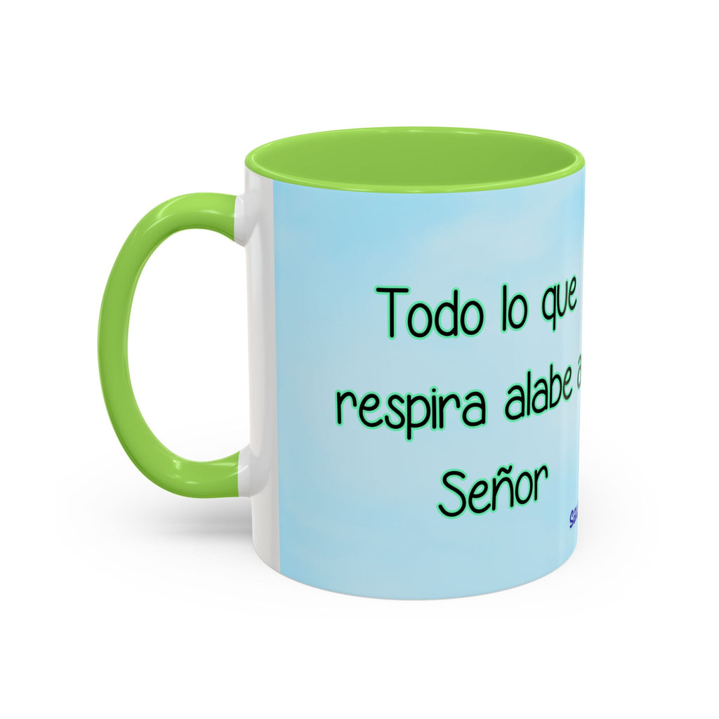 Colorful Mug — Cute Butterfly Psalm 150:6 Spanish Inspirational Coffee Cup (11oz, 15oz)