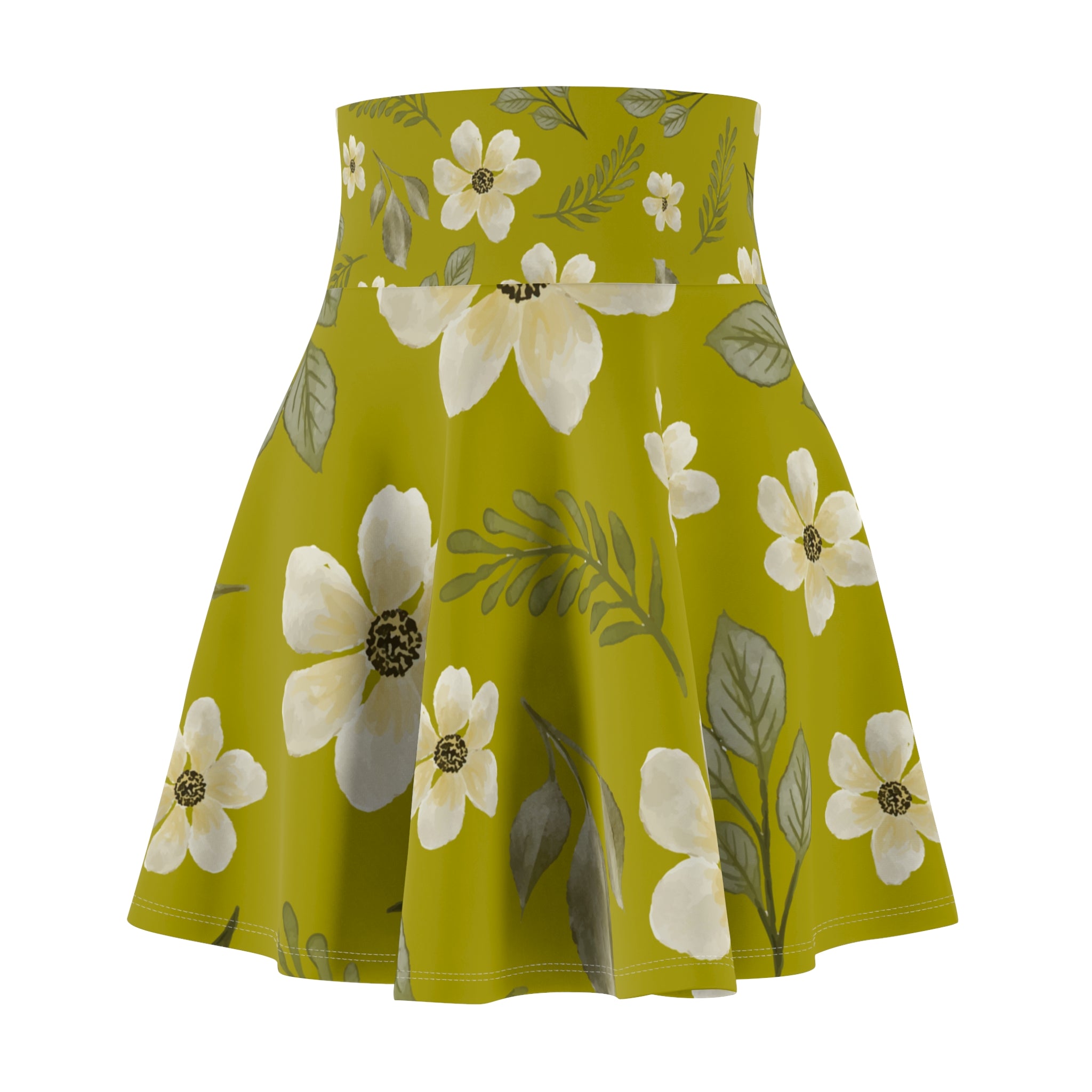 Floral Olive Green Skater Skirt