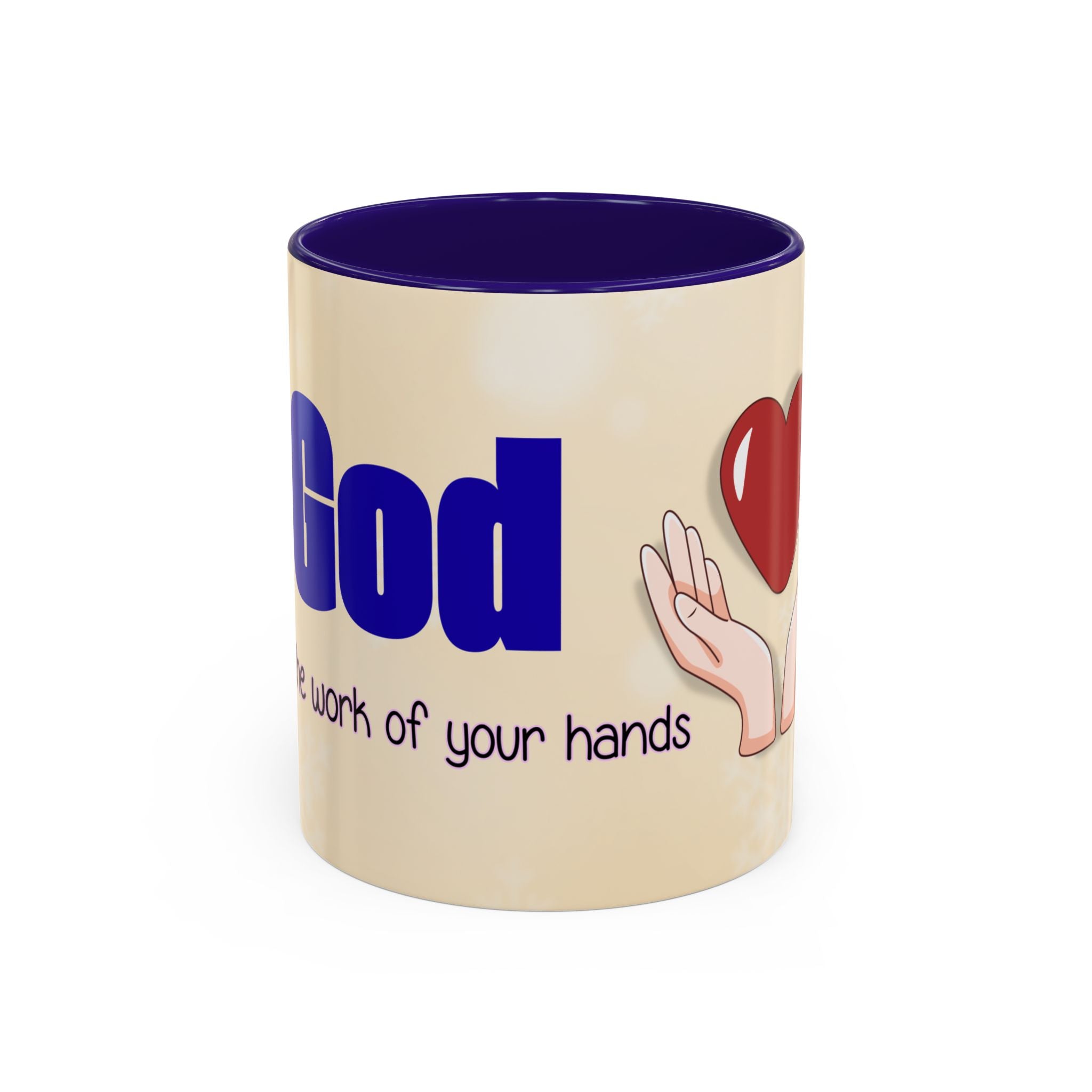 Inspirational God Bless Mug — "God, the Work of Your Hands" Ceramic Coffee Cup (11oz/15oz)