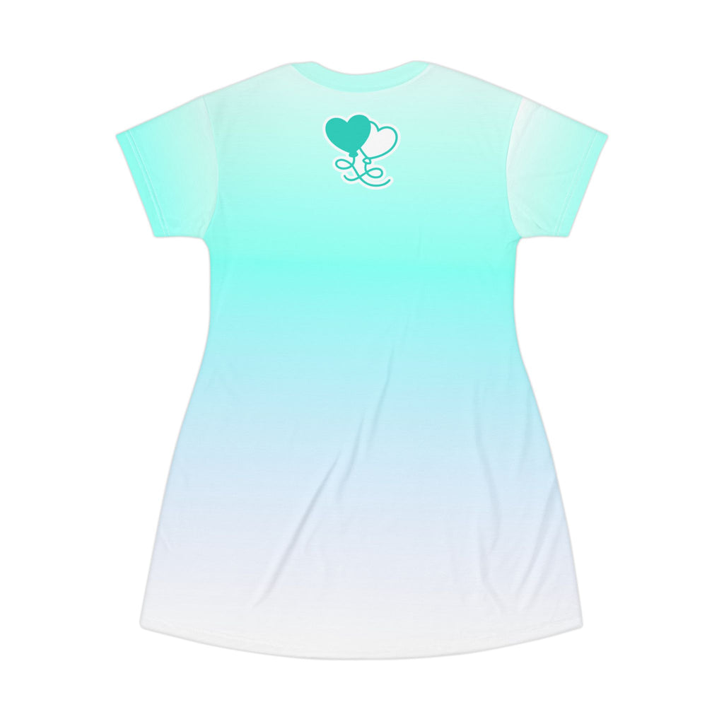 One Love One Heart Gradient T-Shirt Dress — Romantic Heart Graphic AOP