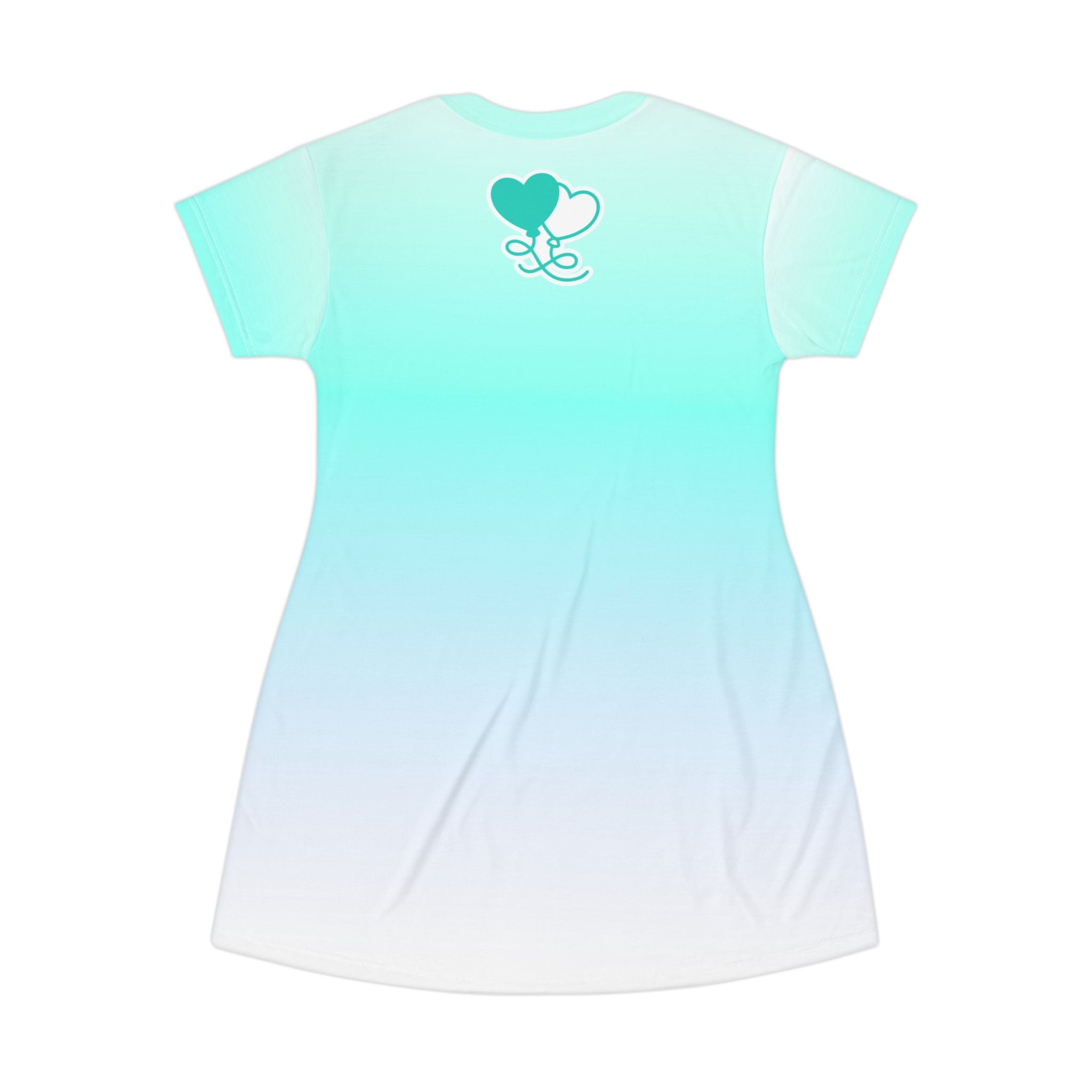One Love One Heart Gradient T-Shirt Dress — Romantic Heart Graphic AOP