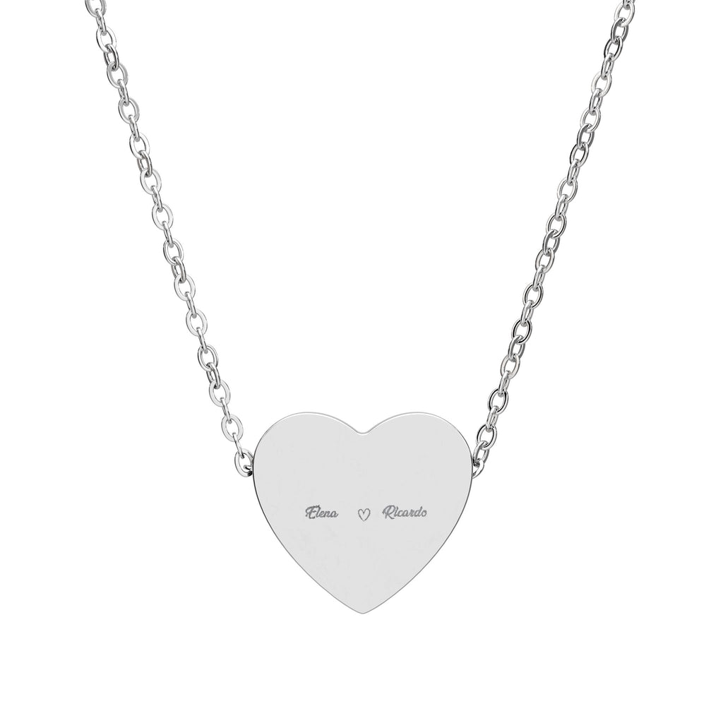 Engravable Heart Necklace — Personalized Name or Date Pendant (Silver & Gold)