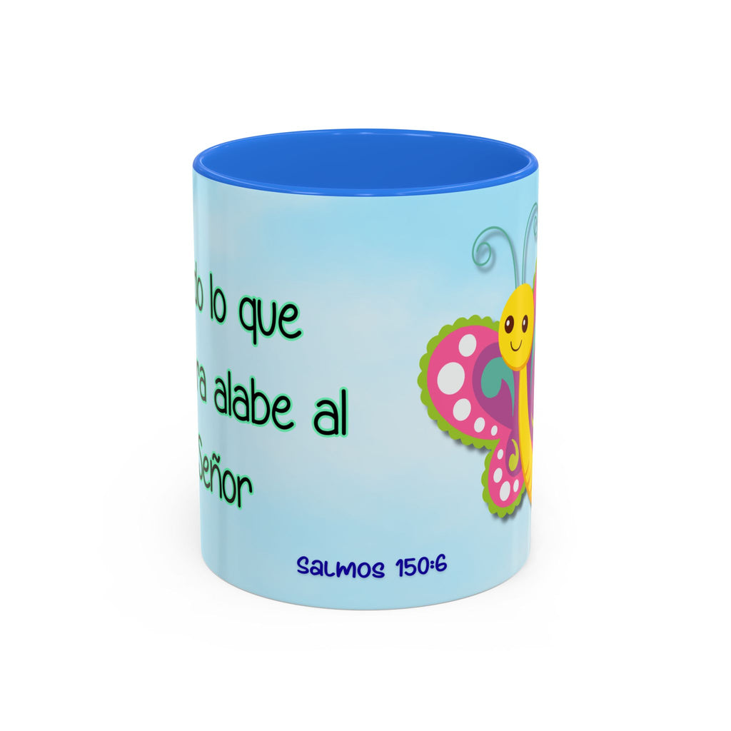 Colorful Mug — Cute Butterfly Psalm 150:6 Spanish Inspirational Coffee Cup (11oz, 15oz)