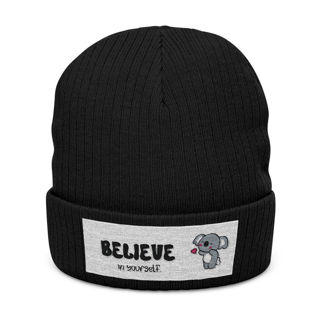 Elephant Love Ribbed Knit Beanie — Embroidered Winter Hat