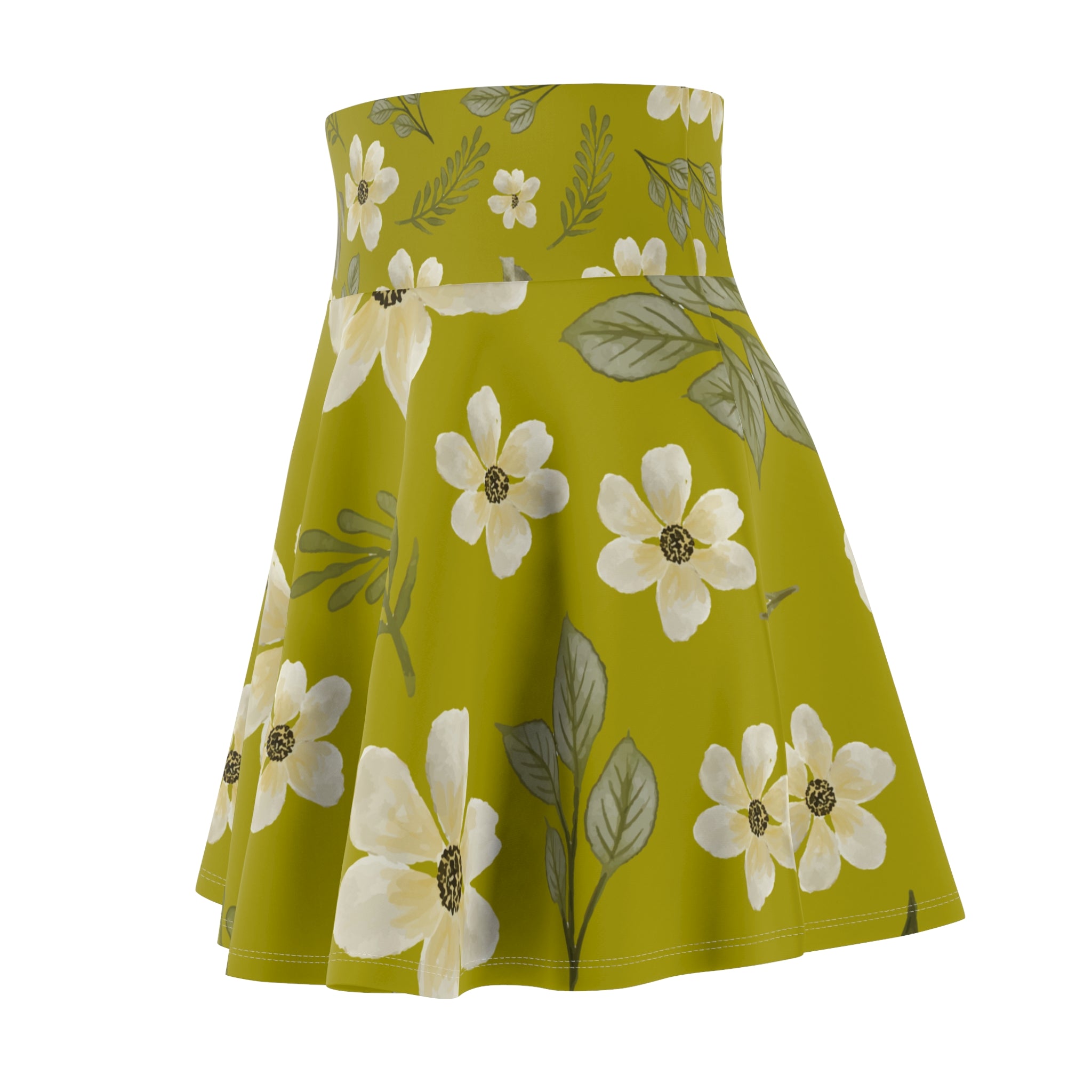 Floral Olive Green Skater Skirt