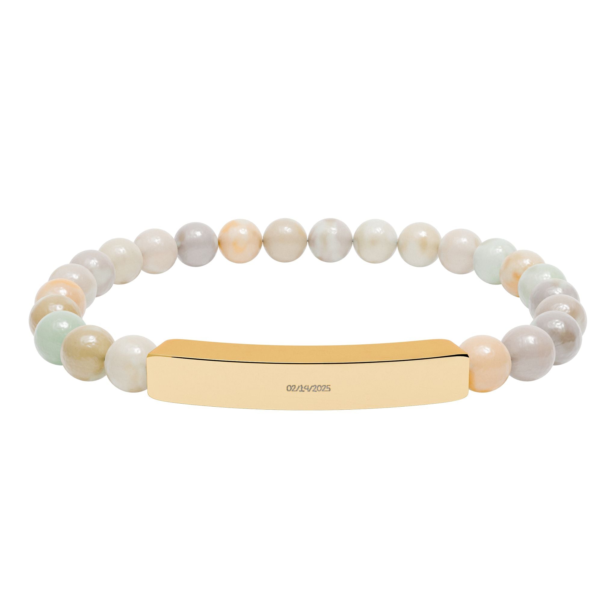 Engravable Natural Stone Stretch Bar Bracelet — Personalized Beaded Bracelet