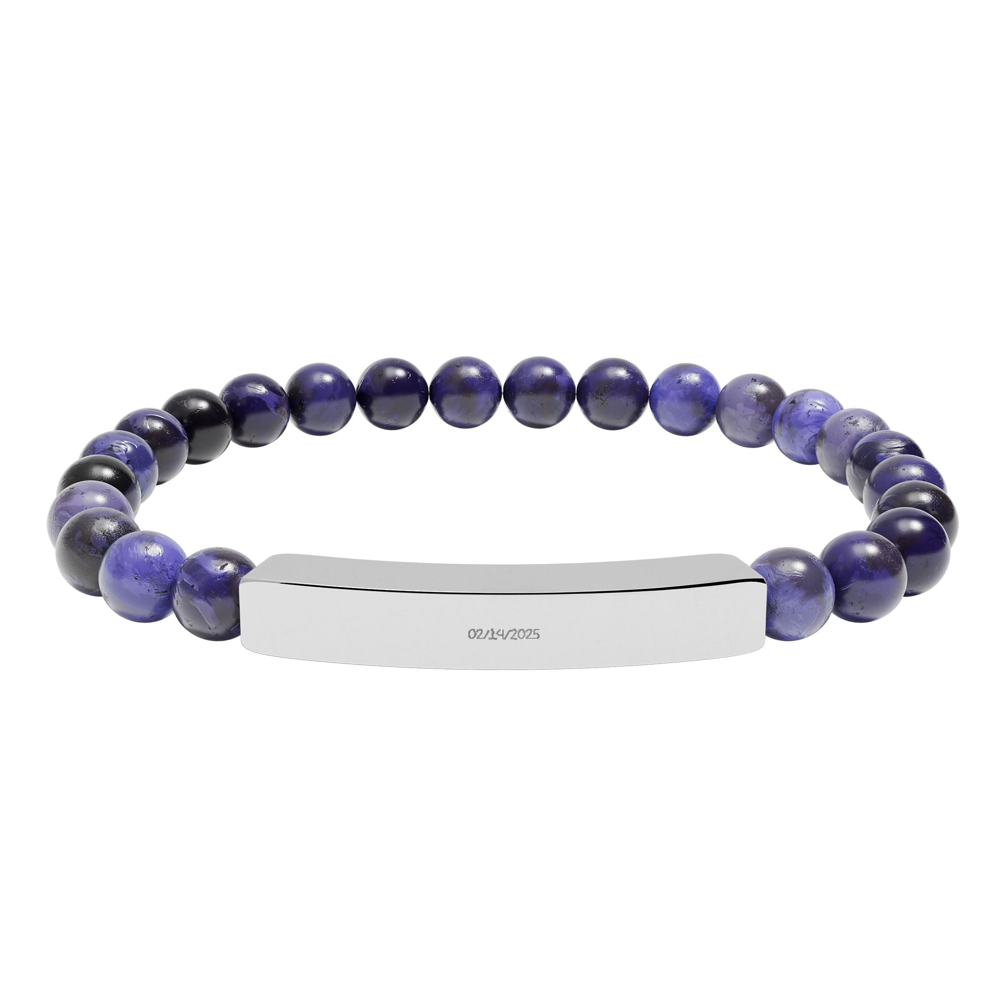 Engravable Natural Stone Stretch Bar Bracelet — Personalized Beaded Bracelet