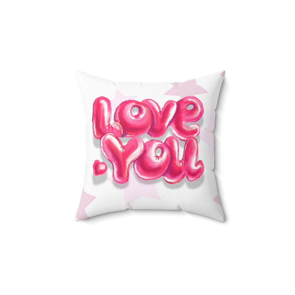 Valentine Penguin Pillow — 'Love You' Heart Balloon Spun Polyester Throw Pillow