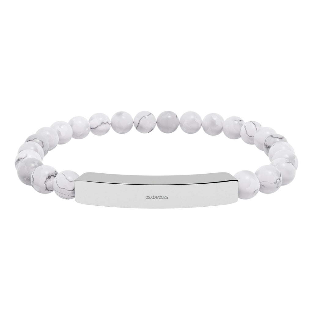 Engravable Natural Stone Stretch Bar Bracelet — Personalized Beaded Bracelet