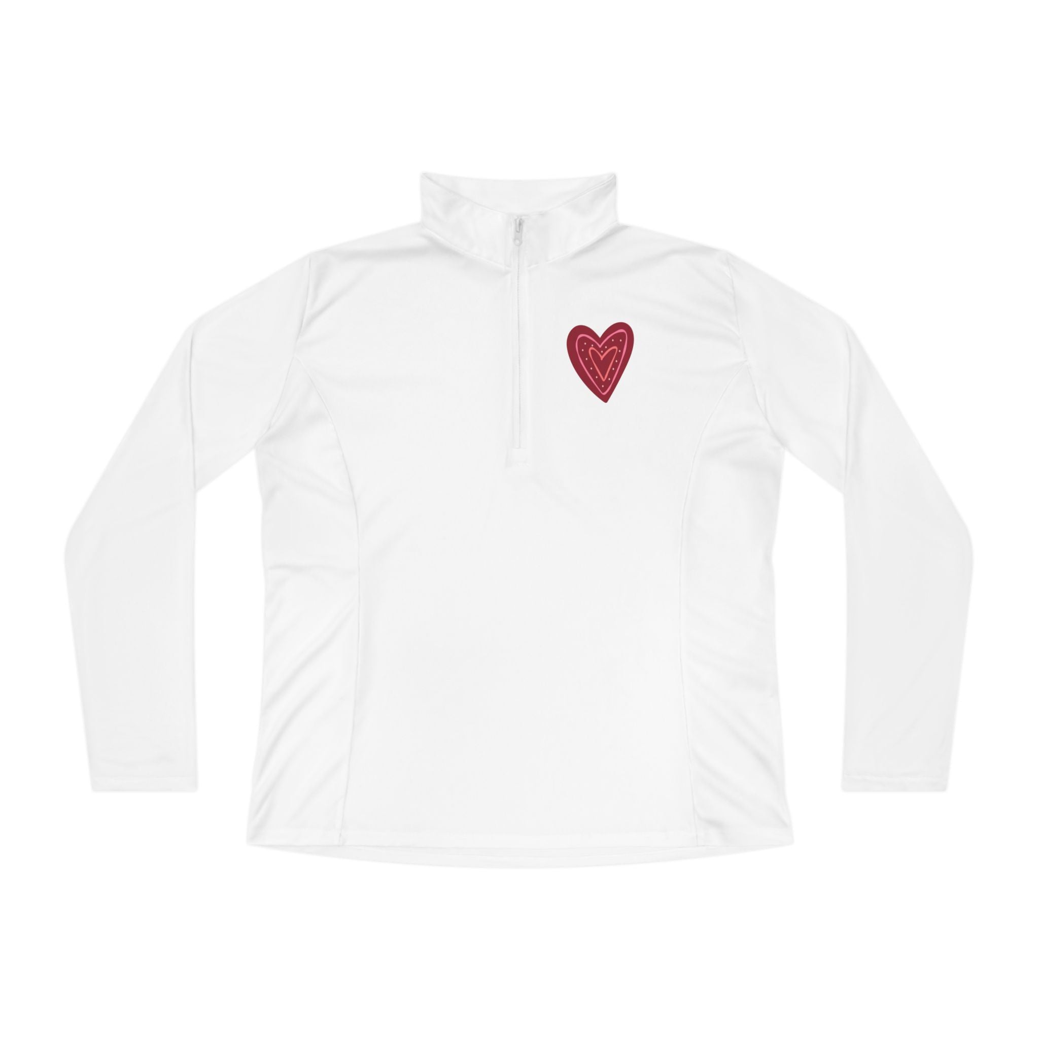 Ladies Quarter-Zip Pullover — 'Love Always' Heart Embroidered Pullover